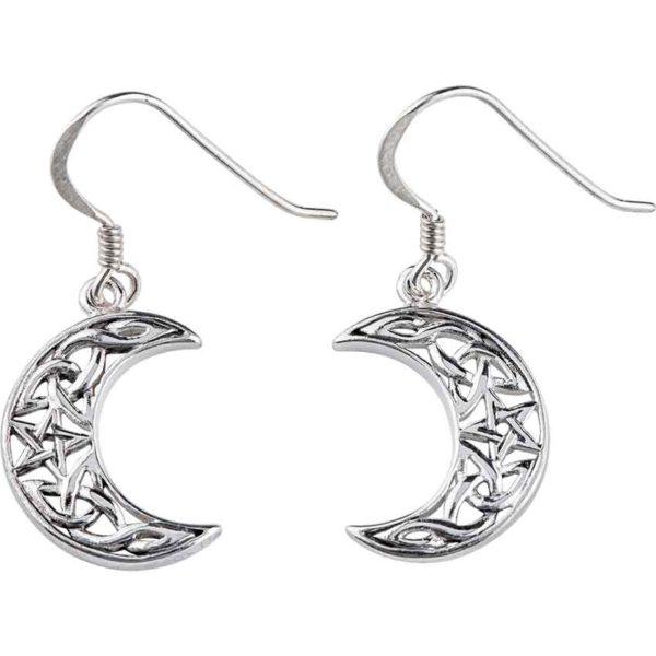 White Bronze Magic Crescent Moon Earrings