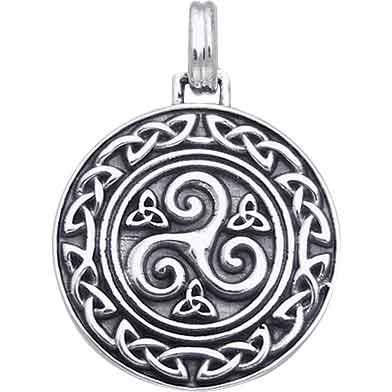 White Bronze Celtic Spiral Knot Pendant