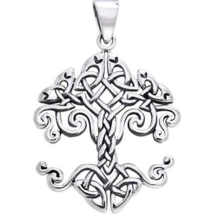 White Bronze Celtic Tree of Life Pendant