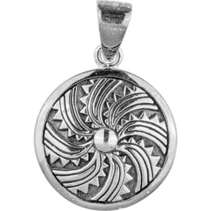 White Bronze Viking Round Shield Pendant