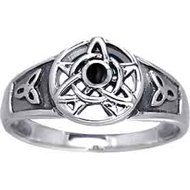 White Bronze Druid Amulet Gem Ring