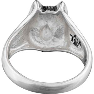 White Bronze Wolf Ring