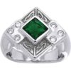 Square Gem and Crystal Knotwork Ring
