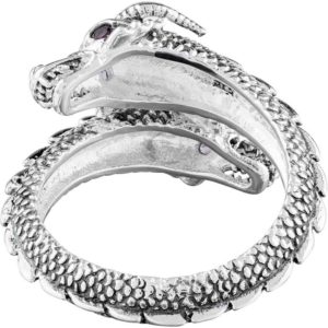 White Bronze Dual Dragon Wrap Ring