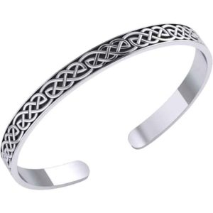 White Bronze Celtic Knot Bangle Bracelet