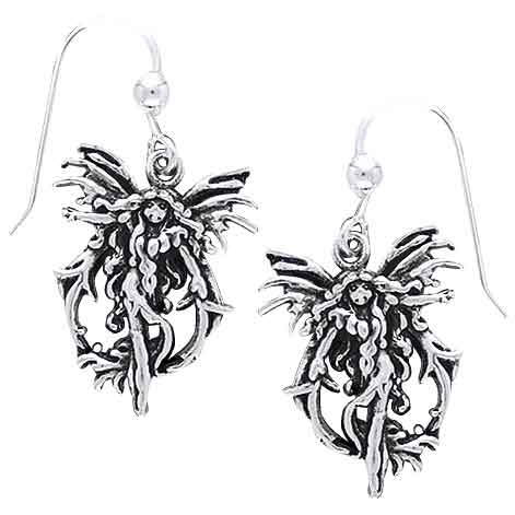 White Bronze Fire Fairy Earrings