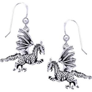 White Bronze Clawing Dragon Earrings