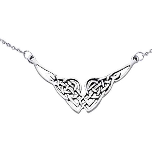 White Bronze Endless Knot Necklace