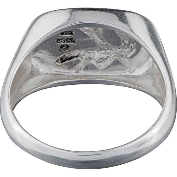 White Bronze Dragon Signet Ring