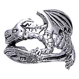 White Bronze Coiled Dragon Ring