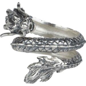 White Bronze Coiled Eastern Dragon Ring