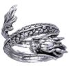 White Bronze Coiled Eastern Dragon Ring