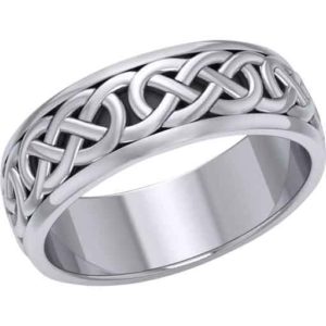 White Bronze Celtic Knot Spinner Ring