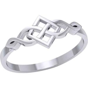 White Bronze Irish Square Knot Ring