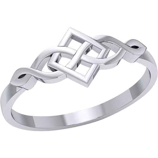 White Bronze Irish Square Knot Ring