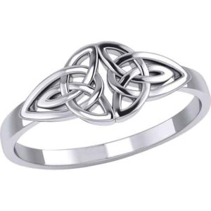 White Bronze Celtic Endless Knot Ring