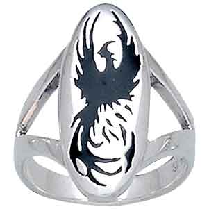 White Bronze Phoenix Rising Ring