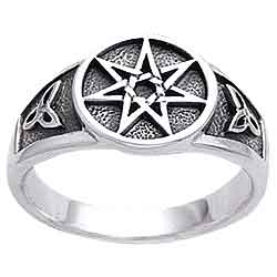 White Bronze Triquetra Seven Star Ring