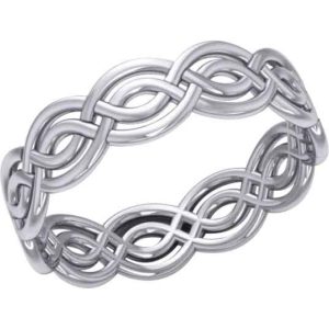 White Bronze Celtic Twisted Knot Band