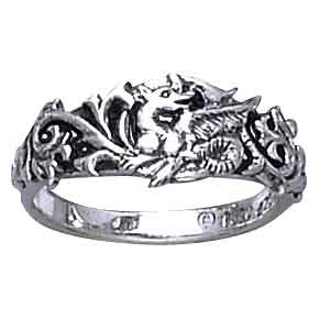 White Bronze Scrollwork Dragon Ring