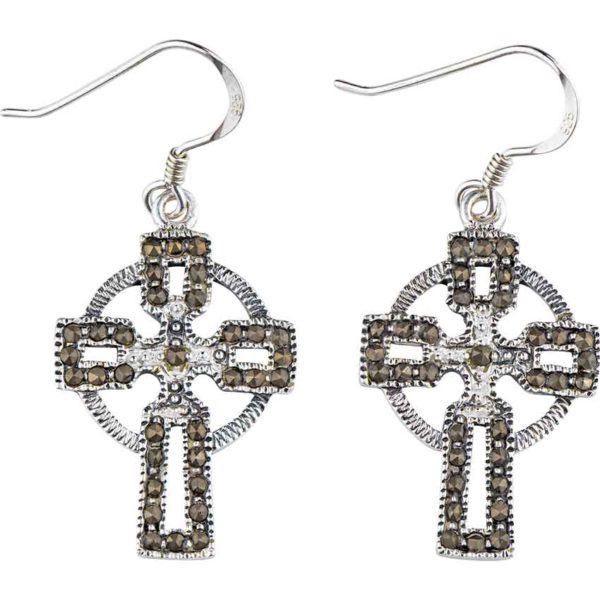 Marcasite Celtic Cross Earrings