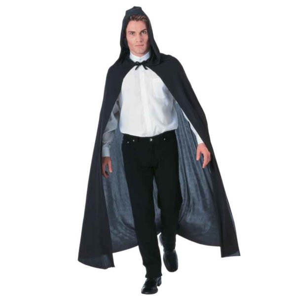 Full Length Black Hooded Costume Cape