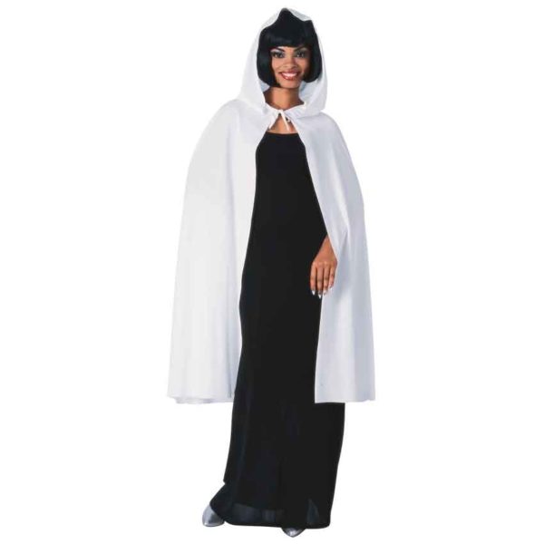 45 Inch White Hooded Costume Cape