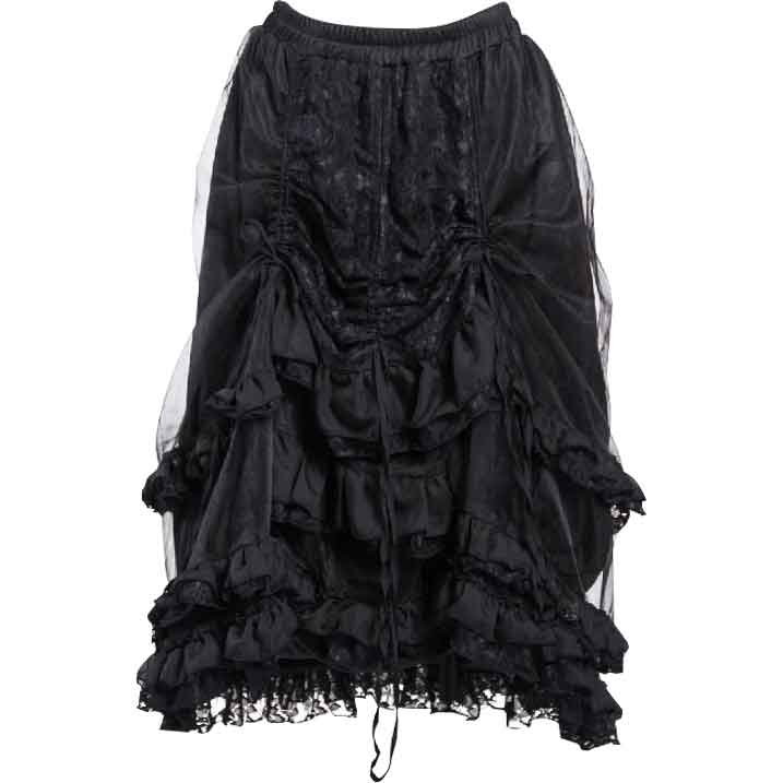 Dreadlace Sheer Jacquard Midi Skirt for Gothic Elegance