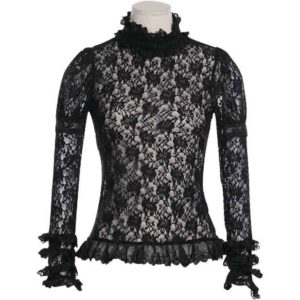 Gothic Long Sleeve Floral Lace Shirt