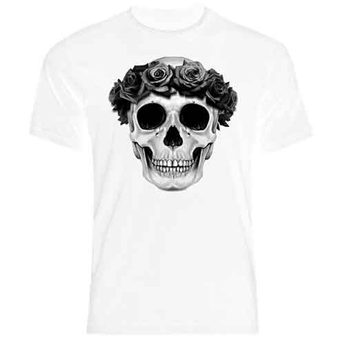 Flower Crown Skull White T-Shirt