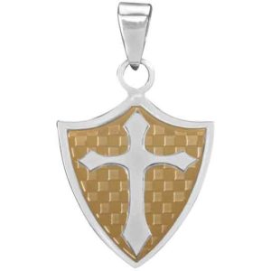 Golden Shield Cross Necklace