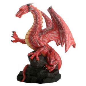 Red Dragon on Rock Statue