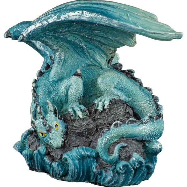 Prowling Blue Water Dragon Statue