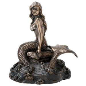 Bronze On the Rocks Mermaid Statue