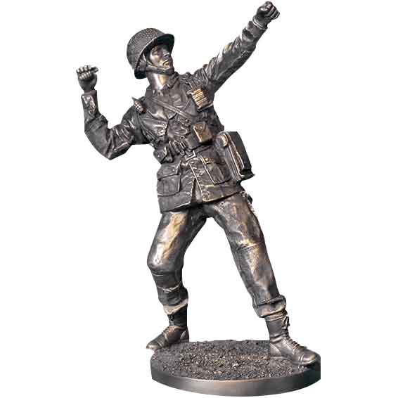 Grenade Toss WWII Soldier Statue