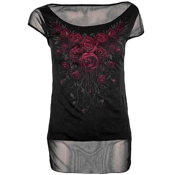 Blood Rose 2-in-1 Womens Mesh T-Shirt