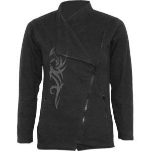 Womens Stained Tribal Slant Zip Jacket