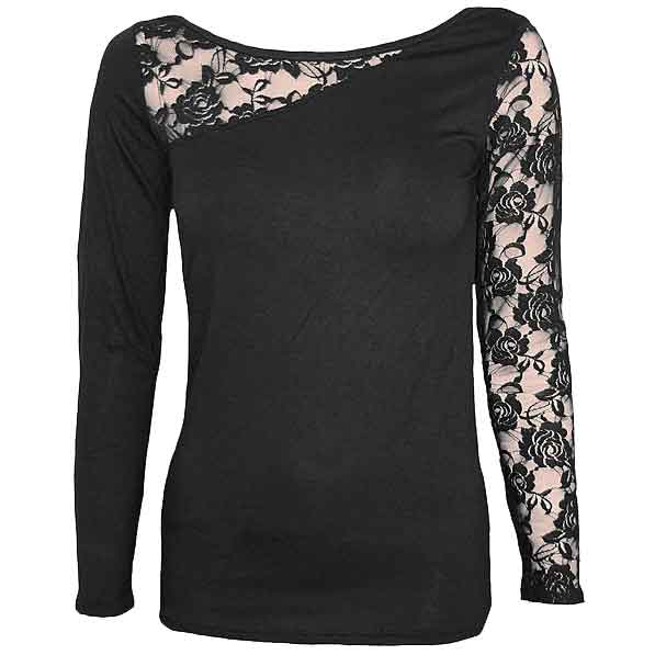 Gothic Womens Lace Shoulder Shirt