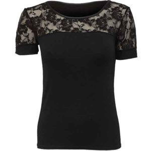 Womens Laced Shoulder Gothic T-Shirt