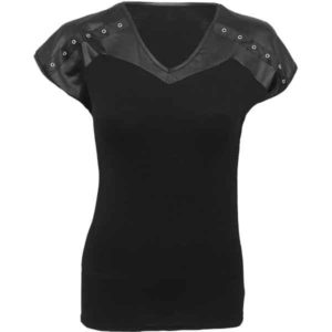 Womens Gothic Studded Shoulders Shirt