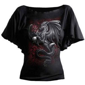 Dragon Rose Gothic Drape Womens Shirt