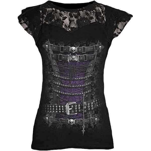 Waisted Corset Womens Lace Necked Shirt