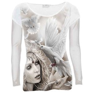 Angel Doves Womens Long Sleeve Shirt