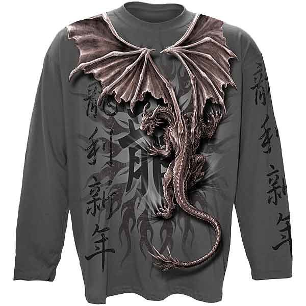 Oriental Dragon Wrap Long Sleeve T-Shirt