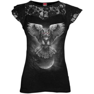Wings Of Wisdom Womens Lace Layered Cap Sleeve Top