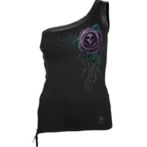 Poison Rose Side Lacing Womens Off-Shoulder Shirt