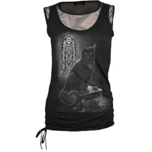 Witch Cat 2-in1 Womens Mesh Tank Top