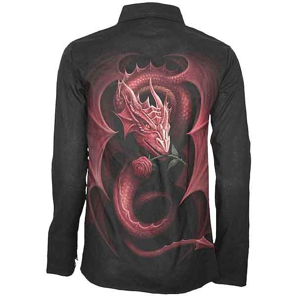 Red Rose Dragon Womens Gothic Workshirt