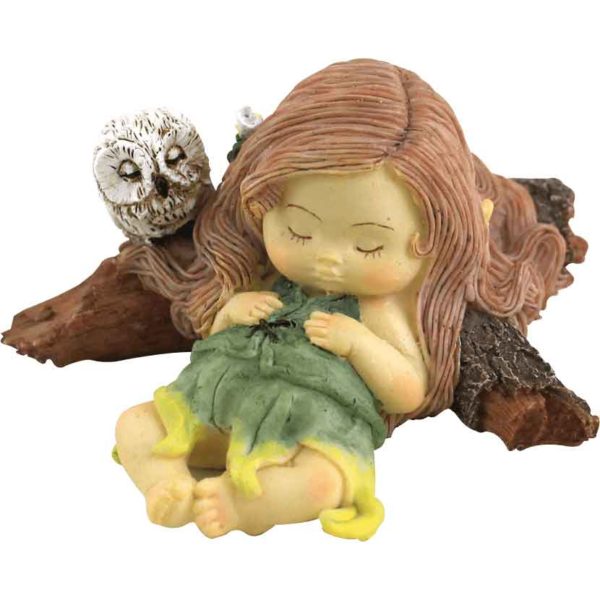 Sleeping Fairy with Owl Statue