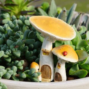 Yellow Mushroom Fairy Garden Houses